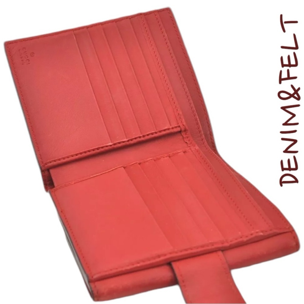 GUCCI Vintage Pink & Red Leather French Flap Bifold Compact Wallet - Picture 9 of 16